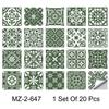 20Pcs European-Style Green Pattern Wall Stickers Imitation Brick Bedroom Decoration Waterproof Self Adhesive Tile Wallpaper Kitchen Cupboard Decor