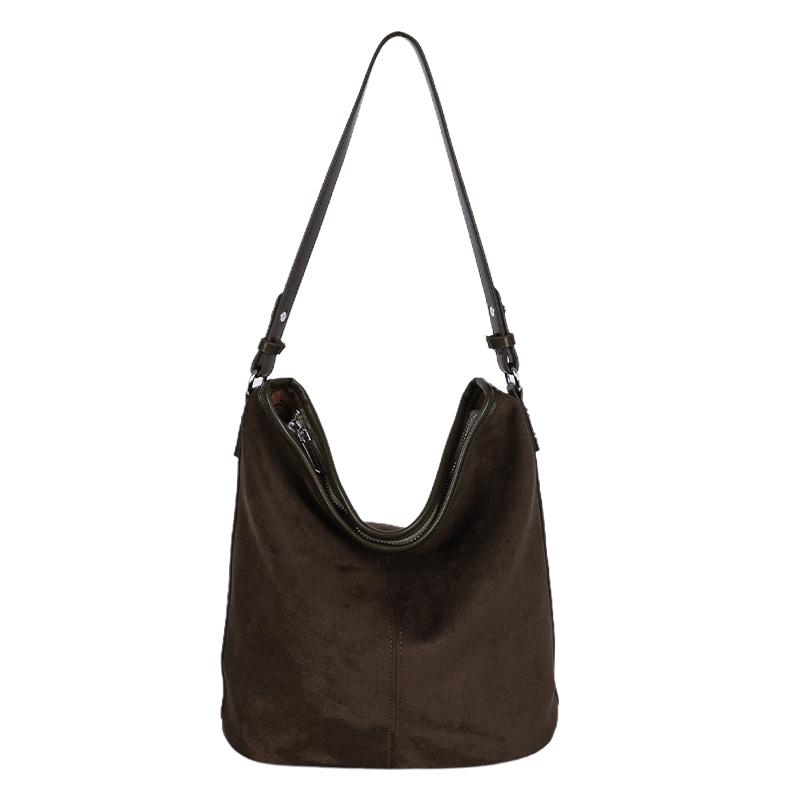PU Suede Hobo Bag Women's Fashion Shoulder Tote with Soft Texture Casual Everyday Handbag