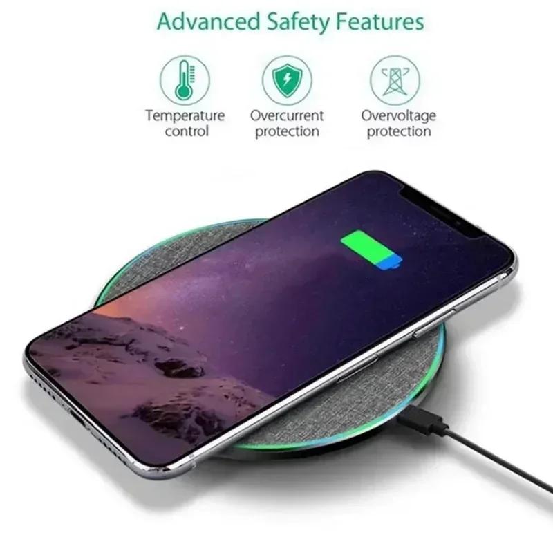 Ultra-Thin Fast Wireless Charger Pad for Samsung Galaxy S24 S23 S22 iPhone 16-12 Pro Max Wireless Induction Charging Station