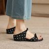 Krazing Pot Microfiber Med Heels Polka Dot European Design Outside Slippers Flip Flop Summer Size 43 Size 42  Women Sandals