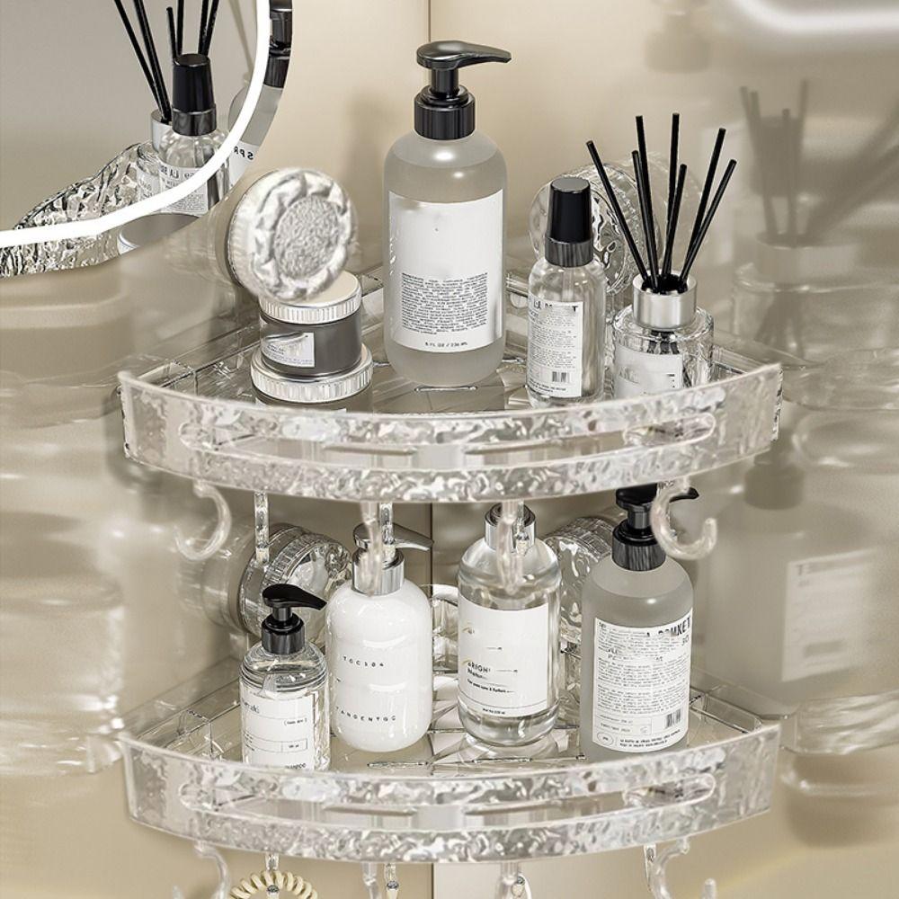 Plastic Bathroom Corner Storage Shelf Convenient Cosmetic Holder Storage Rack Hostel