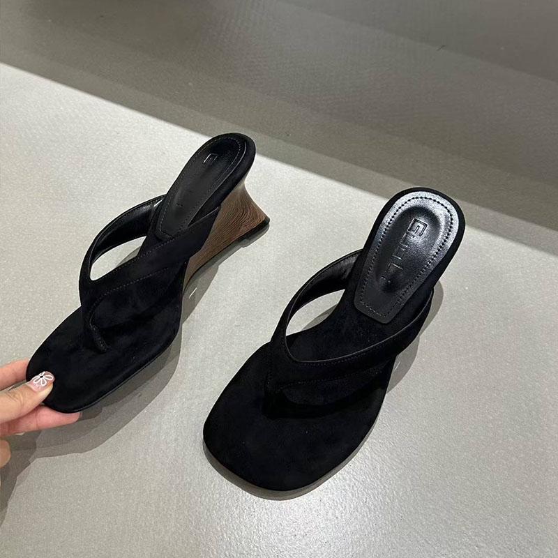 

Fashion Female Summer Beach Slides Ladies Wedges Slippers Fashion Wedges Footwear Slippers Heeled Sandals Shoes For Women Flip flops 35 чёрный