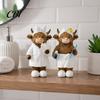 Warm Home Atmosphere Ornaments Highland Cow Bathroom Figurine, Bathrobe Statue, Wateroroof Hand Painted Resin Crafts Animal Ornament for Sink
