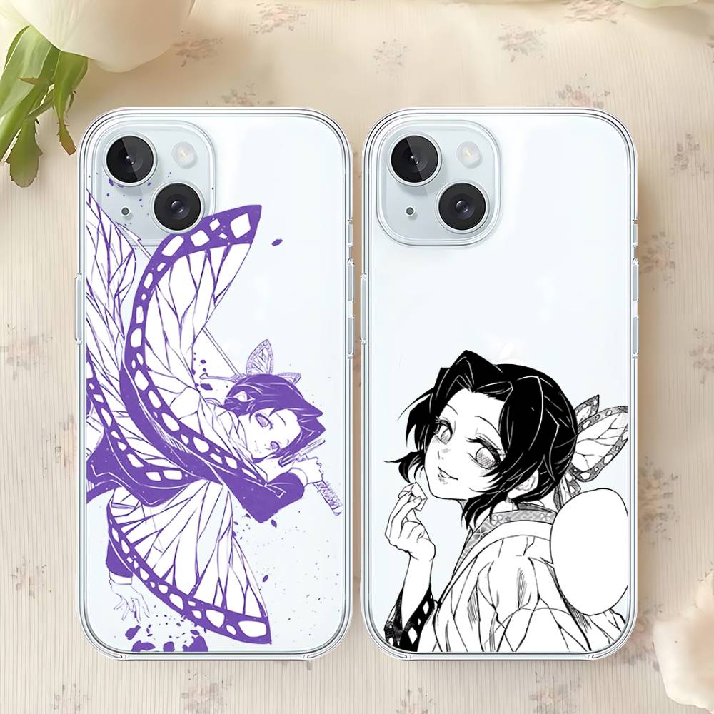 Cute S-Shinobu K-Kochos Phone Case For Iphone17 16 15 11 13 14 Pro Max 7 8 Plus X Xr Xs Max Se2020 12mini Transparent Cov