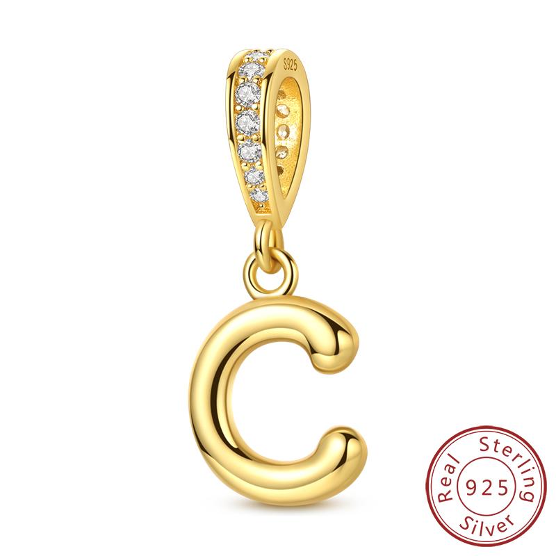 Dekorative Charms Perlenelemente Echtes Kupfer A-Z Alphabet 26 Buchstaben Charm Dekorationen Anhängerstück Geeignet Für Authentischen Armreif Armband