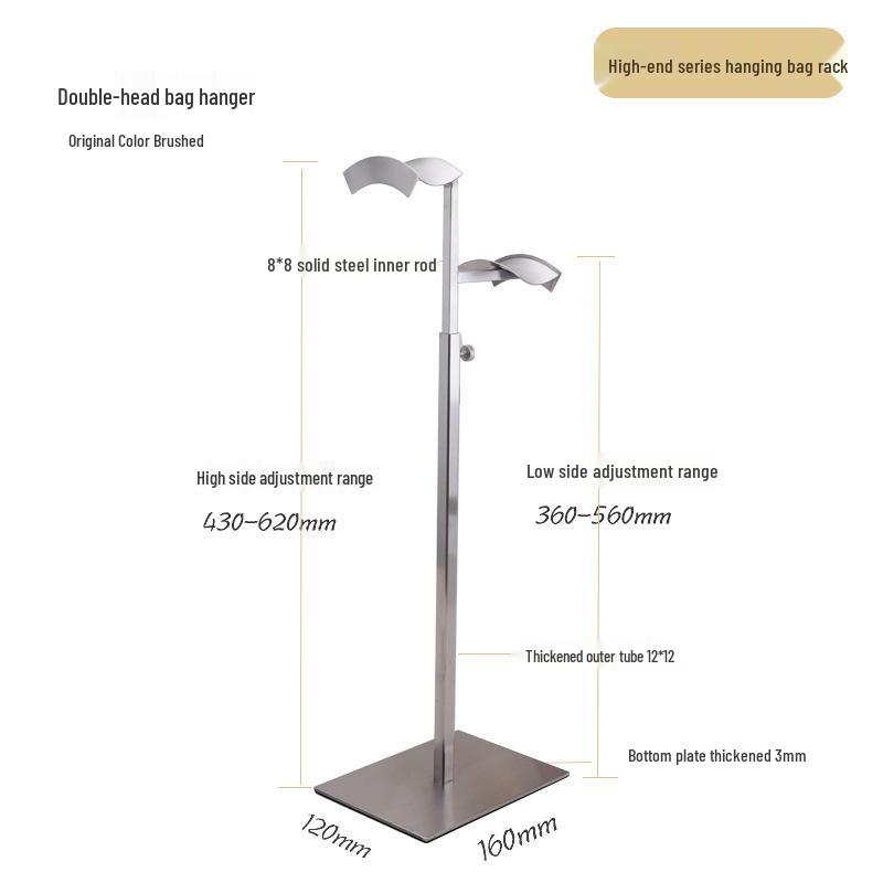 Adjustable Stainless Steel Handbag Display Stand with Gas Spring