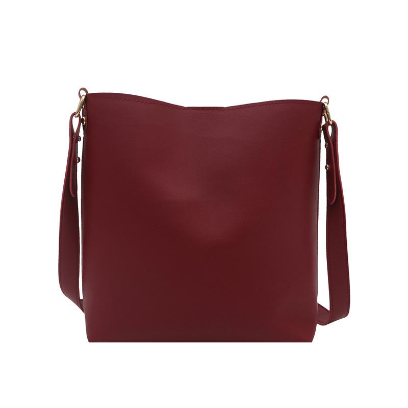 Large Capacity Retro Simple Korean Style Fashion Single Shoulder Crossbody Bucket Bag
