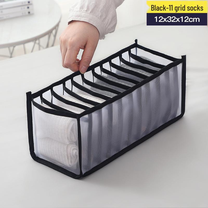 Mesh Underwear and Sock Storage Box with Dividers and Handle for Drawers and Wardrobes