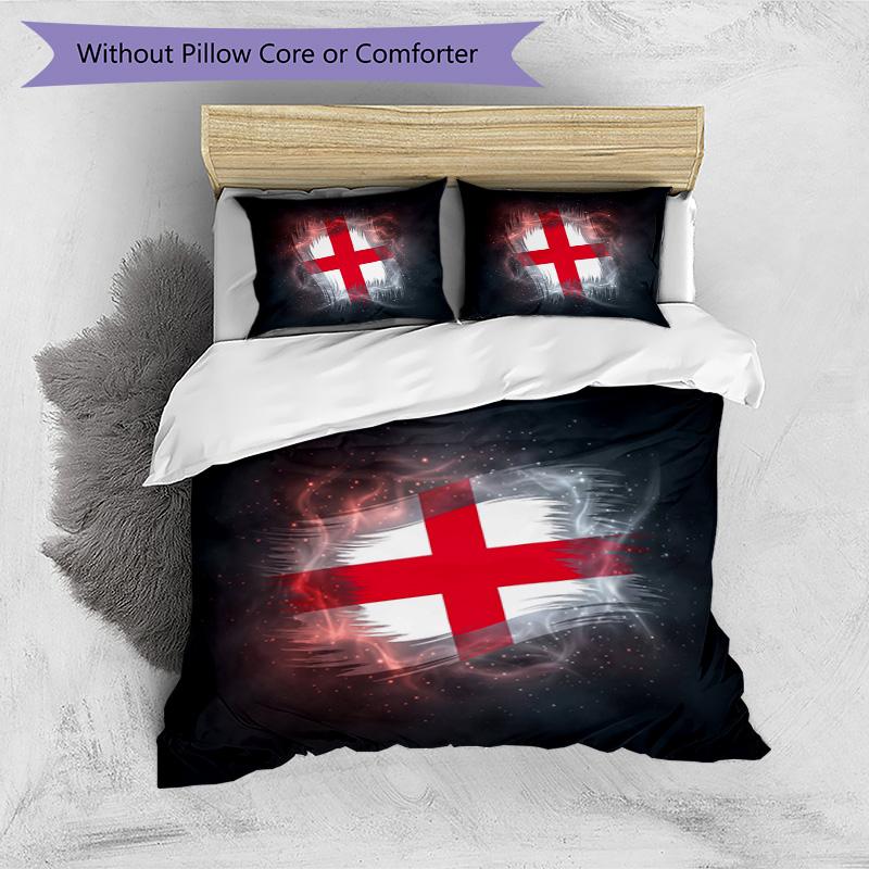 Set Biancheria da Letto Stampata Calcio Inghilterra 3 Pezzi Copriletto Traspirante Accogliente come Regalo per la Casa Nuova o per le Feste