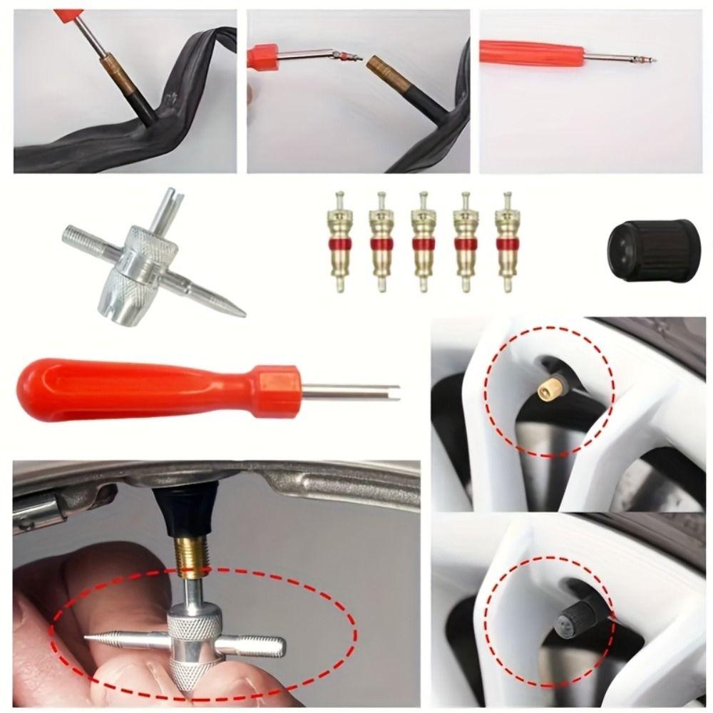33Pcs Universal Tire Repair Tool Kit Multi Function Valve Removal Puller Tool Cars