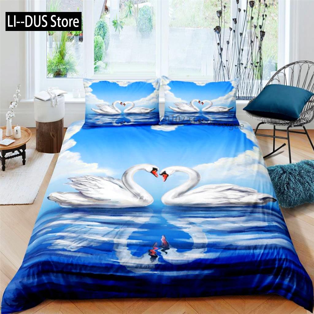 

Комплект постільної білизни Swan Підковдра Чорне лебедине озеро Мікрофібра Розмір Твін Комплект постільної білизни для дітей підлітків Королівський розмір 2/3 шт. Підковдра EU single(135x200cm)