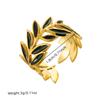 Gold Olive Leaf Jewelry Set Necklace Hoop Earrings with Black Enamel