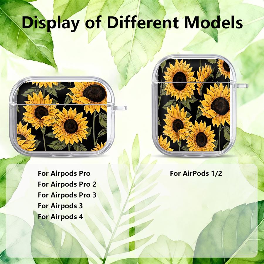 Sunflower Clear Earphone Cases Cover Case For Airpods 2 3 1 Pro3 Pro2 Pro 4