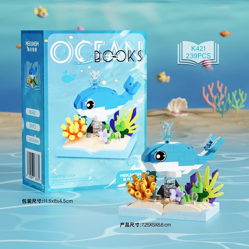 Ocean World Children's Building Blocks Creative Killer Whale Crab Assembly Educational Toy Gift Desktop Ornaments