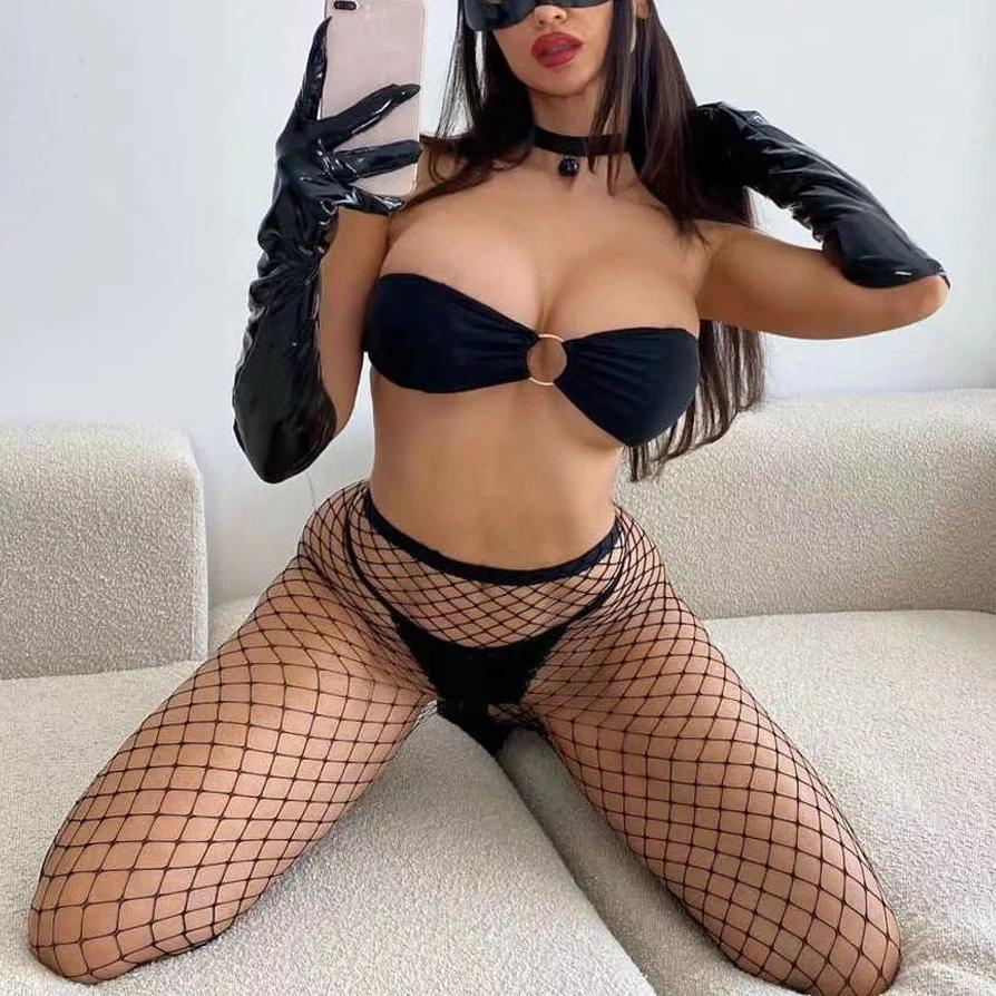 Modern Women Pantyhose Party Club Wear Sexy Fishnet Tights Women Thigh High Stockings Erotic Lingerie Black Hosiery Strumpfhosen