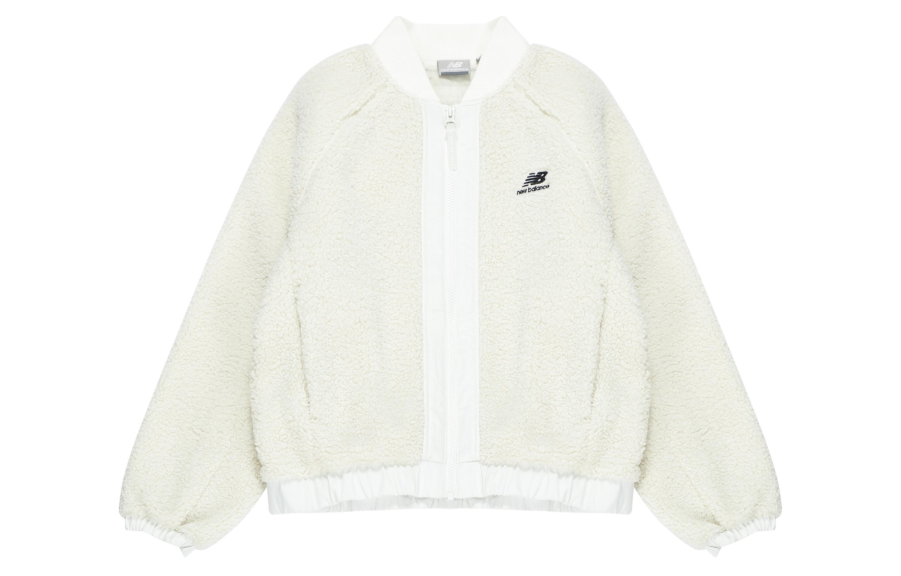 New Balance Velvet Jackets Women s Ivory White Baseball Collar Moderate 6DC39702-IV XL