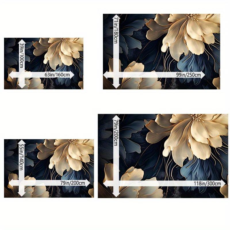 Diamond Velvet Mat Anti Slip Point Plastic Backing Nordic 3D Floral Dark Blue Golden Large Area Mat Living Room Bedroom Office