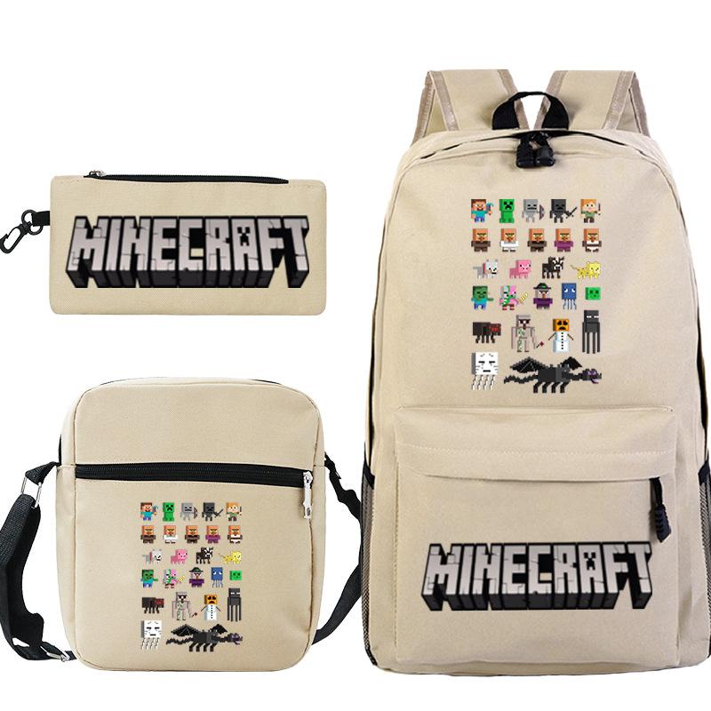 Minecraft Primary And Secondary School School Bag Children'S Backpack Backpack Shoulder Bag Pencil Case Three-Piece Set