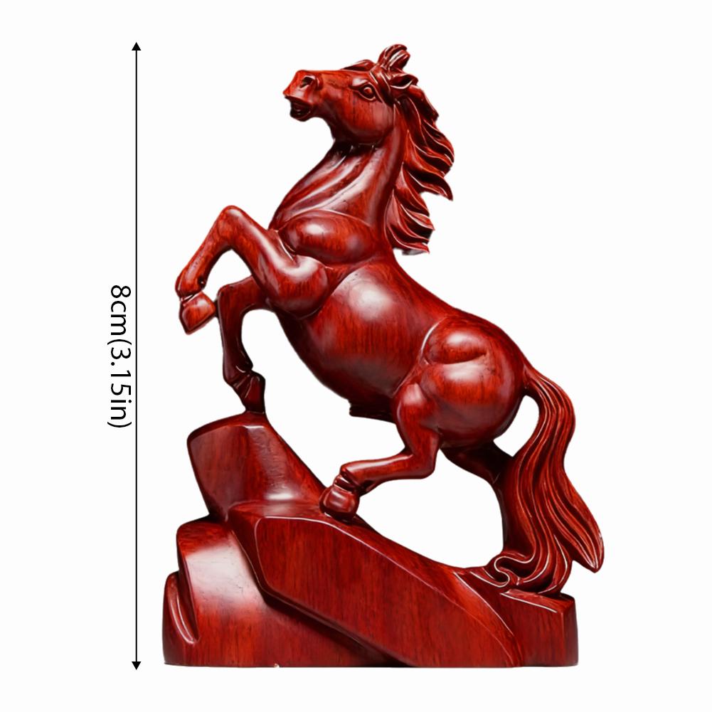 8cm African Padauk Wooden Horse Ornaments Good Luck Gifts For Home Opening Solid Wood Carving Crafts Festive Atmosphere Ornament