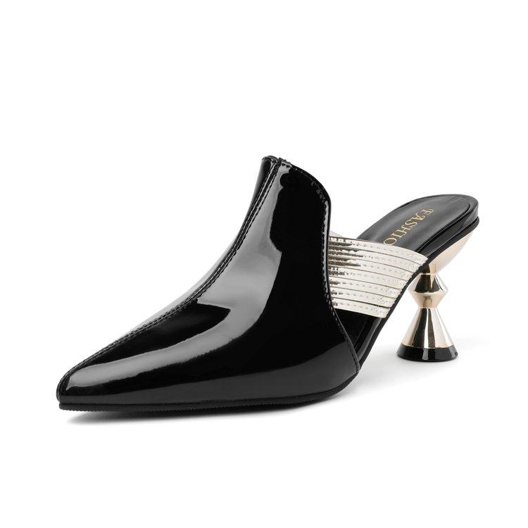 Fashion Cover Toe Shoes Big Size Slippers Heels Mules For Women 2025 Square Heel Slides High Block Pointed Sexy Pumps High-Heeled Shoes