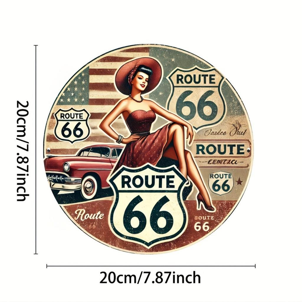 Vintage Route Art Deco Wall Art x Inch (xcm) D Printed Aluminum Sign Waterproof No Fading Not Rusting
