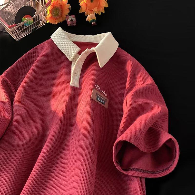 2024 Summer Polo Shirt Short-sleeved T-shirt For Men American Retro Trendy Brand Handsome Versatile Half-sleeved T-shirt Tops