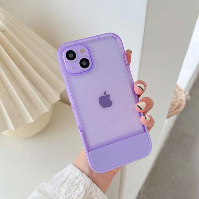 

Для Iphone 13 11 12 14 Pro Max чехол-подставка прозрачный чехол для Iphone Se 3 2022 2020 Xs Xr 7 8 14 Plus противоударный бампер for iphone X фиолетовый