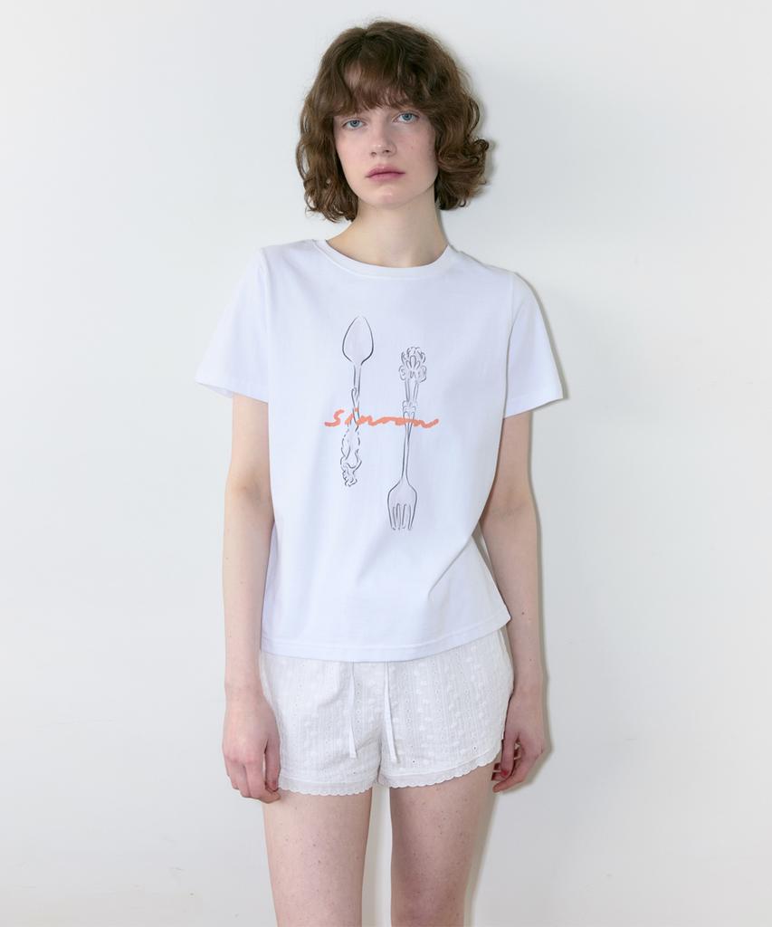 SINOON Spoon & Fork T-Shirt (White)