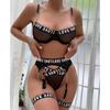 European & American Mesh Letter Strappy See-through Lingerie Set