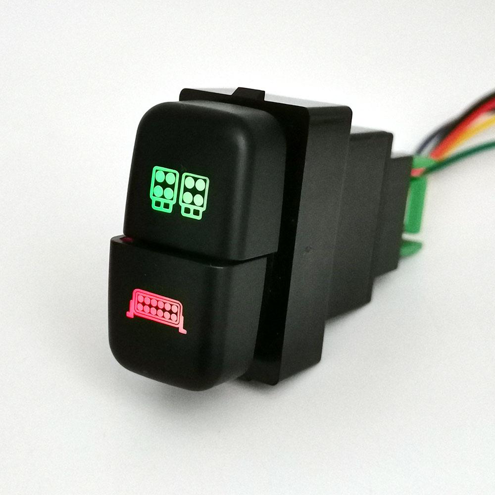 DC12V Car Dual key Switch LED DRL Fan Power on off Radar Switch Button with wire For Mitsubishi Pajero Triton ASX Lancer