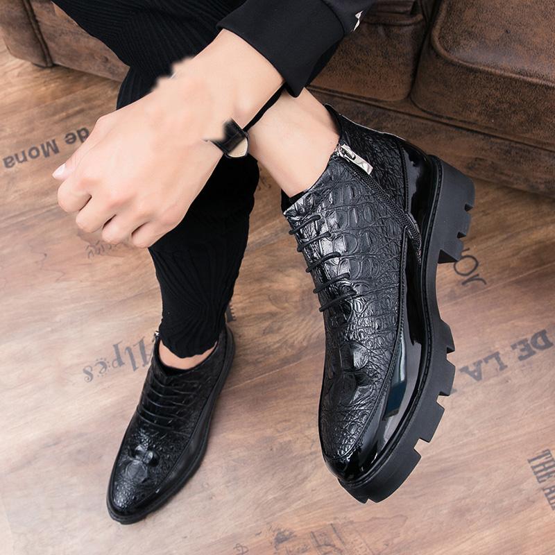 38-44 Herren Übergröße Modische Hochgeschnittene Dicke Sohle Höhenvergrößernde Lässige Lederschuhe Business Lederschuhe