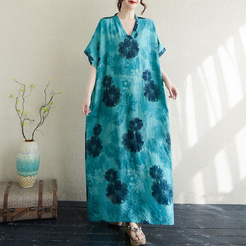 Kurzarm Übergröße Baumwolle Vintage Punkt Neu in Kleider für Frauen lässig locker Maxi lang Sommerkleid
