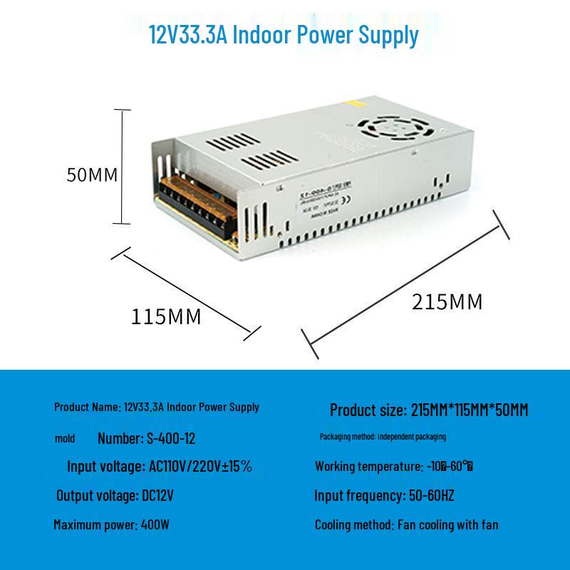 220V To 12V/24V/5V DC Power Supply for LED Strip Lights - 5A/10A/30A, 60W Transformer