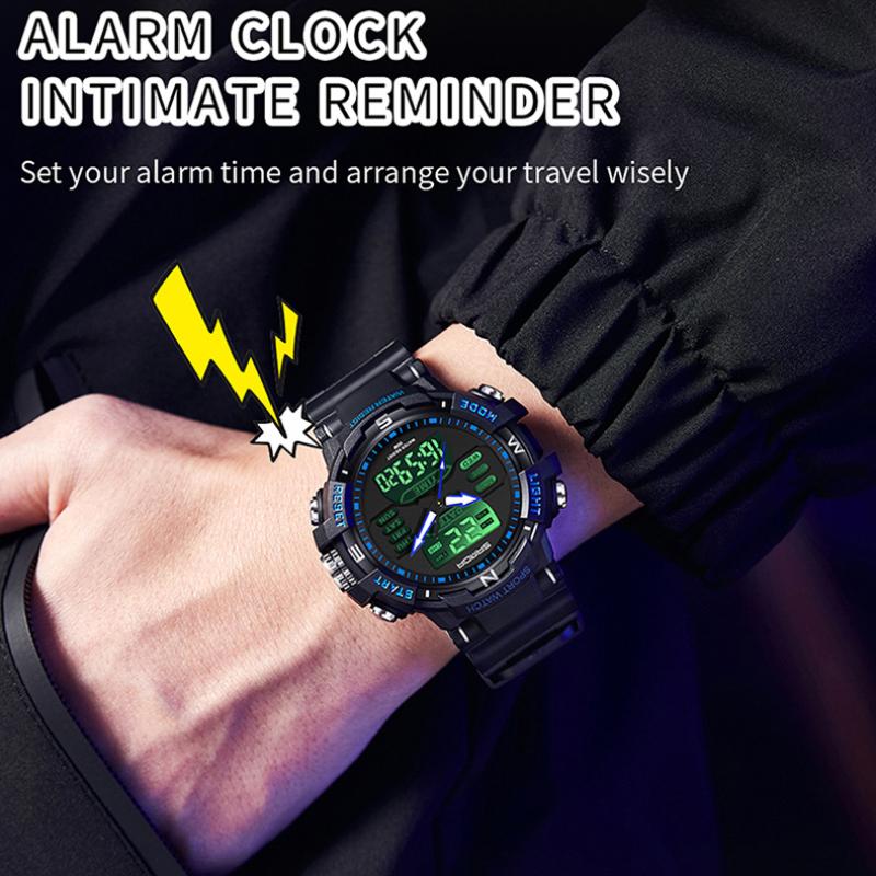 Часы SANDA Спортивные уличные Водонепроницаемые Многофункциональные Светящиеся Будильник — фото 14
