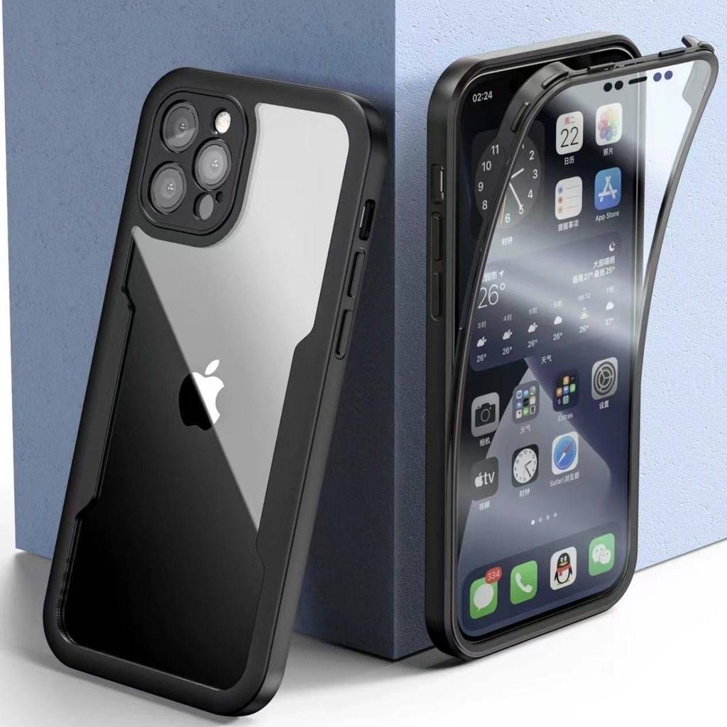 Etui 360 Pełna Ochrona dla iPhone 15 Pro Max dla iPhone 14 13 11 Pro 12 mini 15 Plus XR XS Max Luksusowe Dwustronne Miękkie Etui