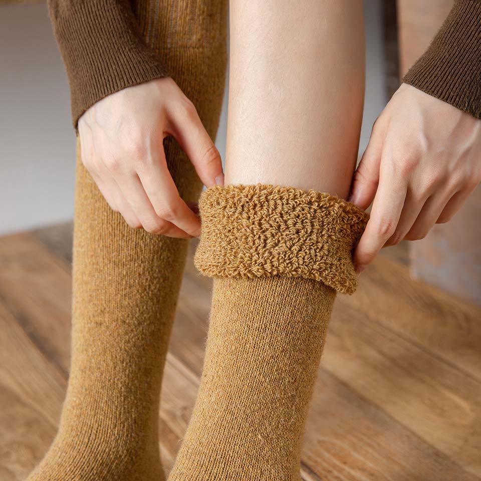 Winter Damen Merinowolle Kniehoch Lange Socken Dick Warm Harajuku Retro Kompression Weiblich Kaschmir Strümpfe