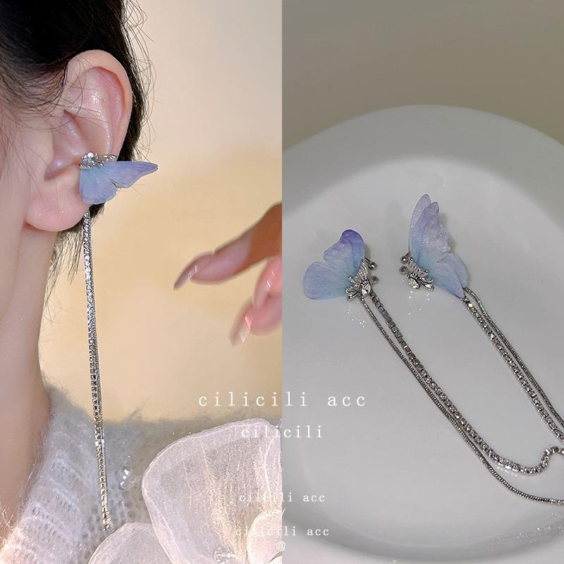 Koreańskie Klipsy na Uszy dla Nieprzekłutych Uszu – Modny Chwost i Perłowy Motylkowy Design dla Kobiet