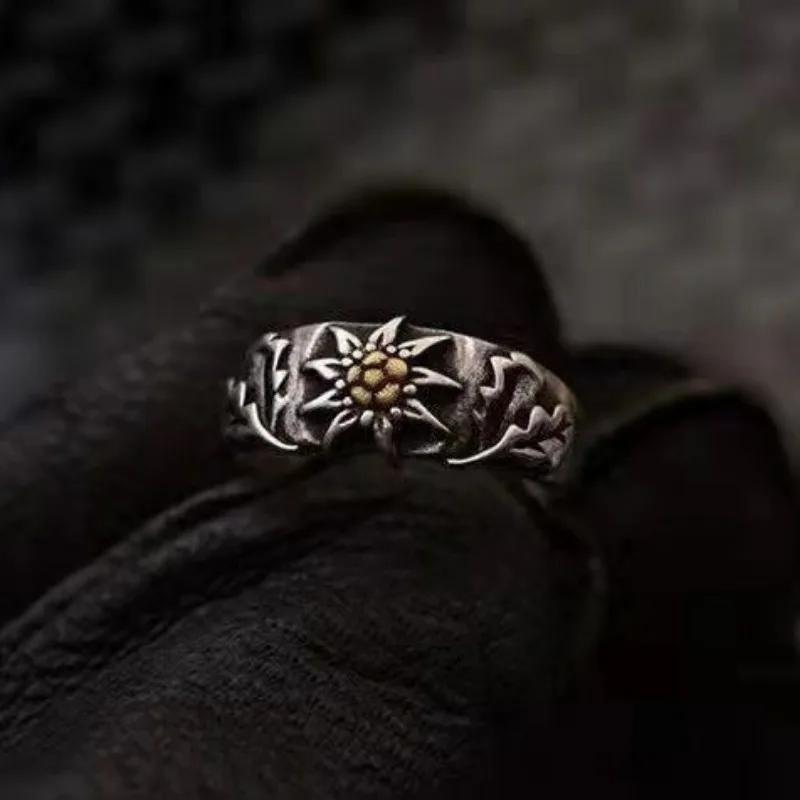 Original Art Style Flower Exquisite Edelweiss Rings For Women Fashion Light Luxury Suitable For Daily Wearing Jewelry