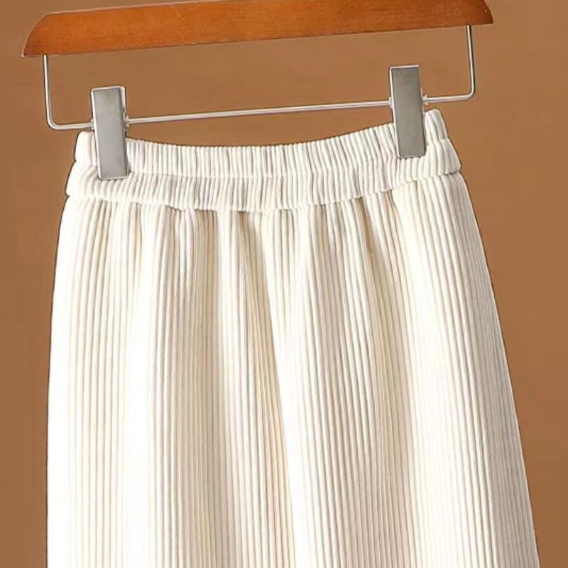 Elastic high-waisted Chenille skirt women's autumn winter a line over the knee slit mid-length wrap hip skirt