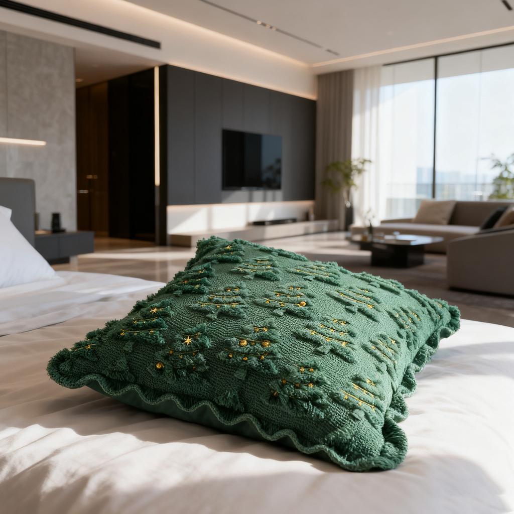 Christmas Lights Embroidered Pillow Case American Retro Living Room Sofa Pillow Cushion Christmas Atmosphere Home Decoration