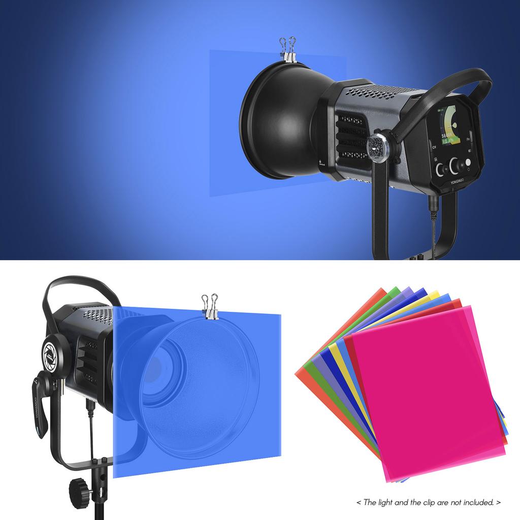 8 Colors set PET Transparent Gel Lighting Filter 50 * 40cm  20 * 16in Coloured Overlays Tinted Correction Gels Light