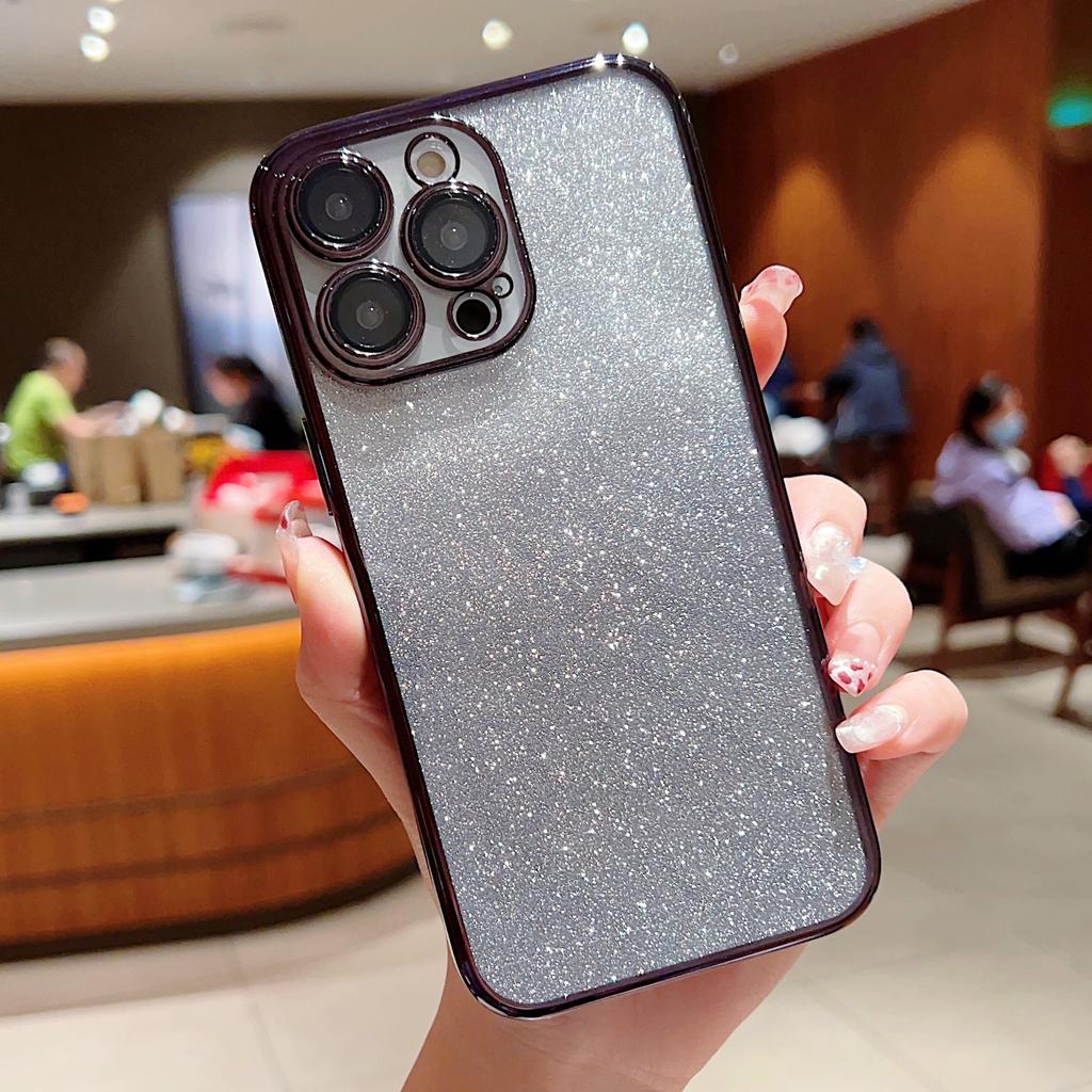 Butterfly Stand Is Suitable for IPhone16, 15promax, with Gradient Glitter, Lens Film, 14 Electroplating and Anti-drop