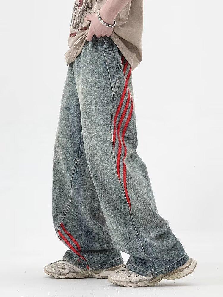 Джинсы мужские JYL Винтажные стираные Свободные Широкие Прямые Джинсовые брюки M бездна