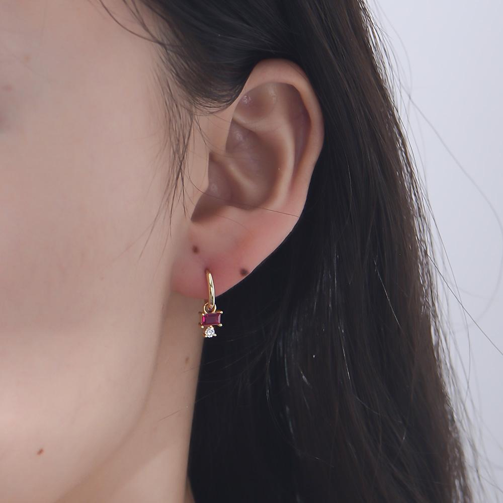 Factory Jewlery 925 Sterling Silver Gold Plated Geometric Zircon Hoop Earrings for Women