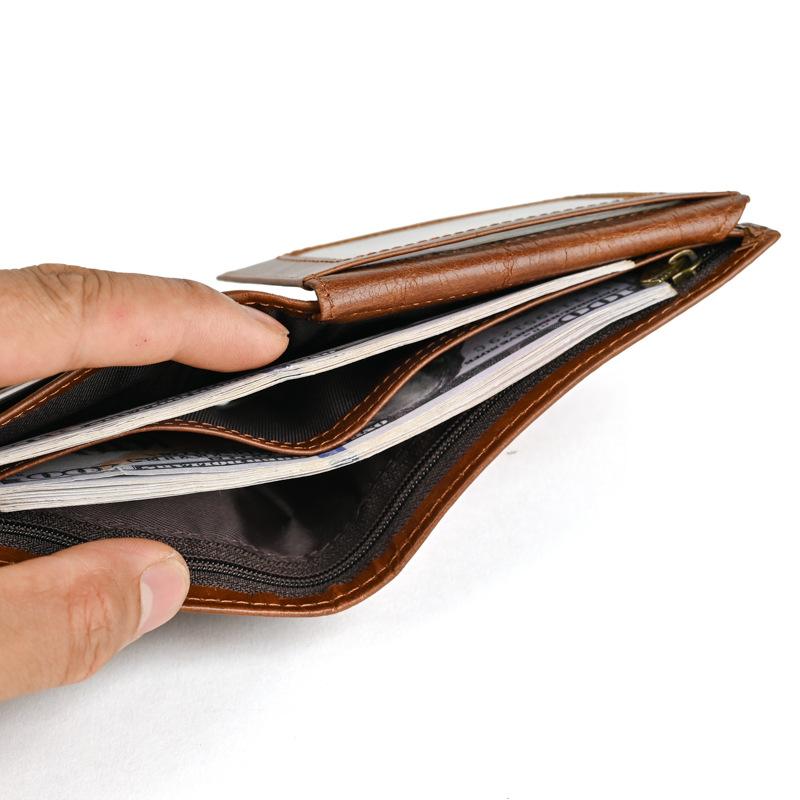 Střední italská bifold peněženka s okénkem na ID pro muže kožená peněženka