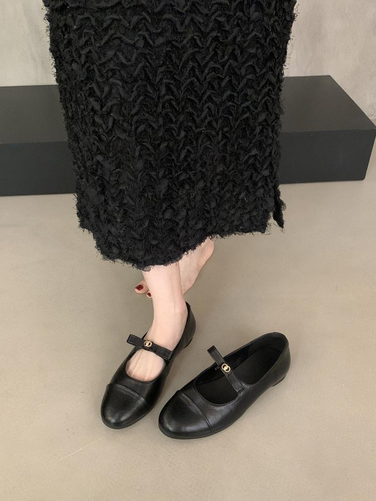 First encounter French bow shallow mouth flat bottom Mary Jane single shoes 2026 new Xiaoxiangfeng bow
