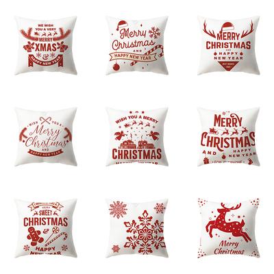 Christmas Theme Christmas Decoration Printed Pattern Cushion Cover Home Living Room Sofa Decoration Polyester Pillow PillowCover
