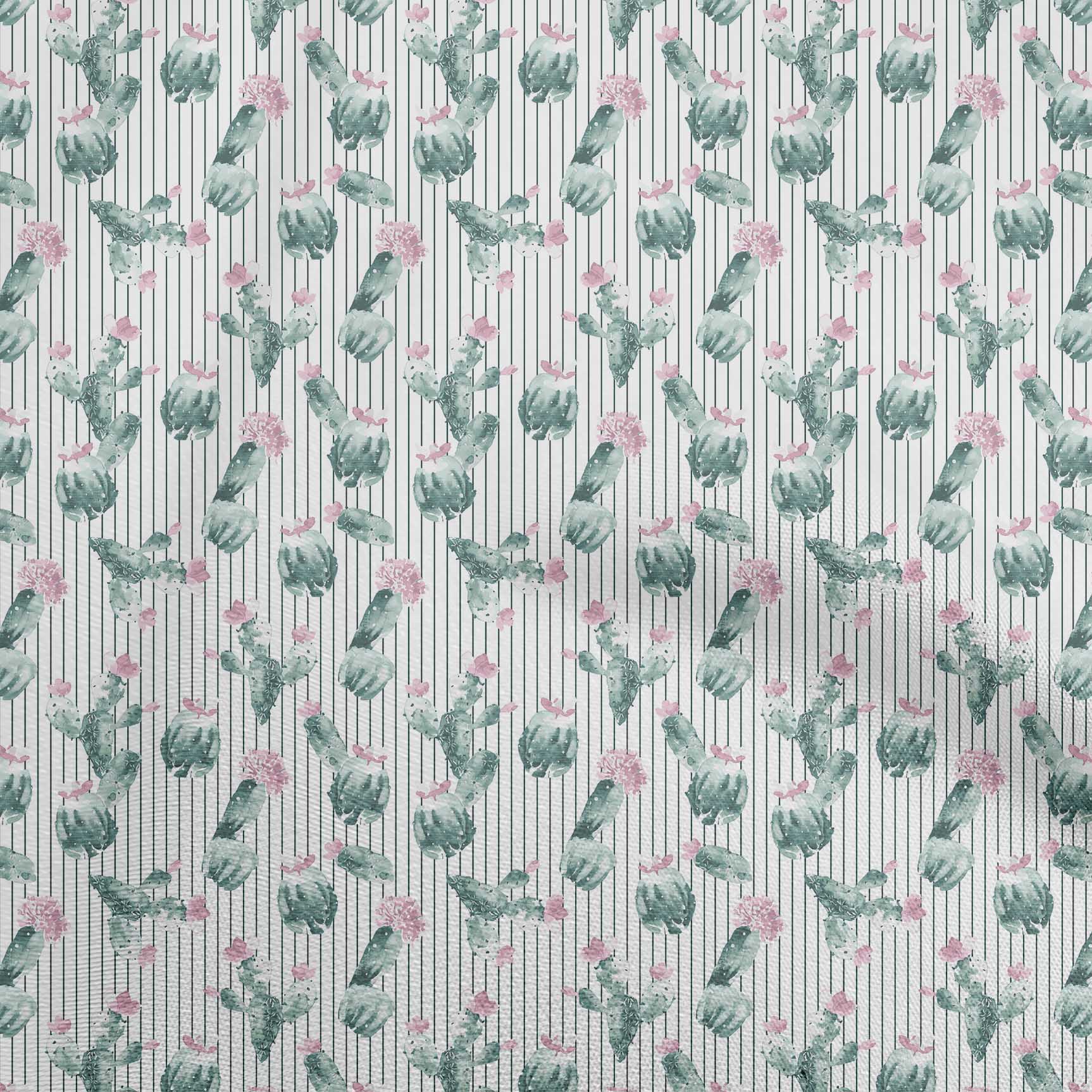 

OneOone Cotton Flex Medium Blue Fabric Cactus Швейний матеріал Тканина з принтом у дворі 40 дюймів 42 Inch Wide - Viscose Chiffon зелений