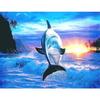 Animal Dolphins with Fish 5D Diy Diamond Painting Full Round Drill Mosaic Diamond Embroidery Rhinestones Home Decoration