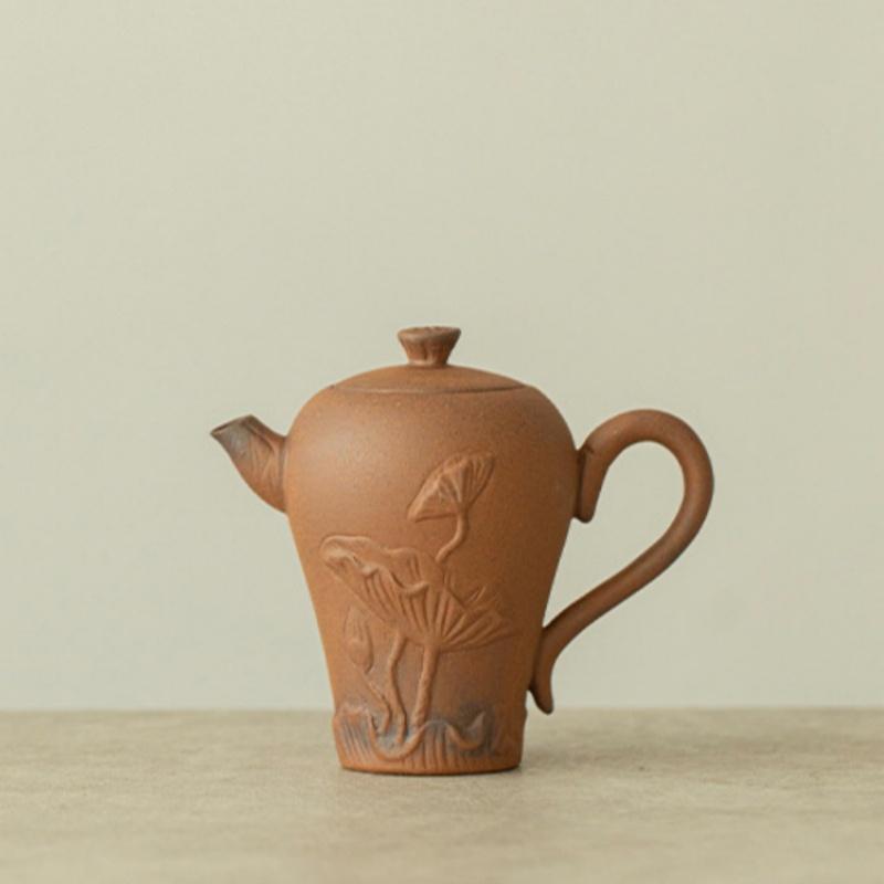 Old Rock Mud Rough Pottery Lotus Shape Tea Pot Retro Teapot Tea Kettle Tea Ceremony Tea Making Single Pot Tea Ceremony